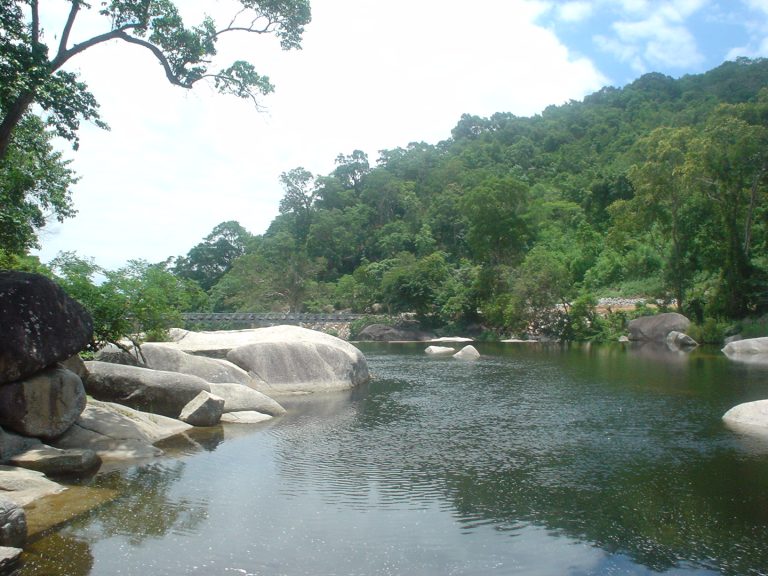 Boulders and forest in the mountains of Dak Lak