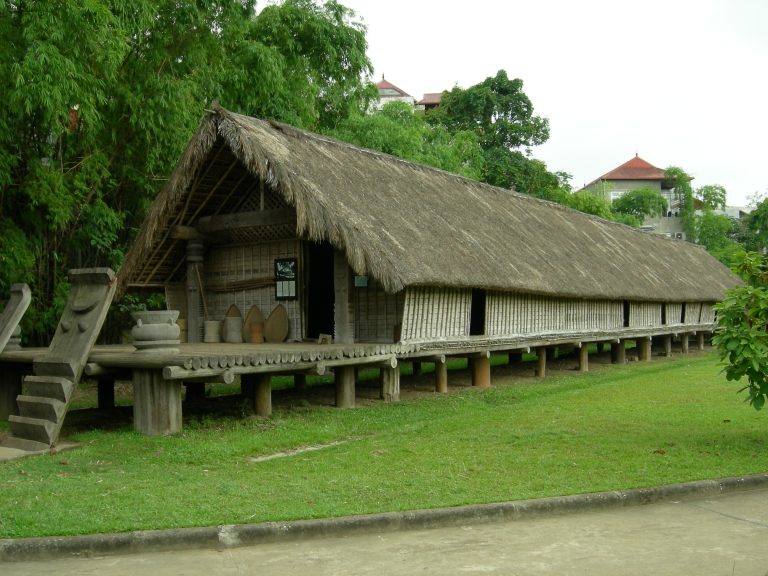 Traditional Ede longhouse on stilts